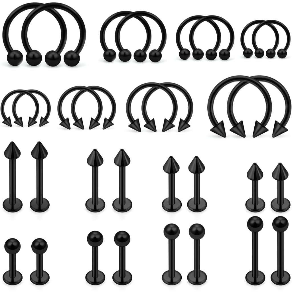 32pcs 16g Lip Rings Surgical Steel Snake Bite Jewelry Labret Jewelry Monroe Lip